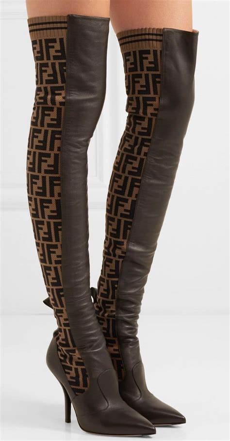 fendi boots black and white|thigh high fendi boots.